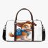 Cute cartoon puppy with a blue backpack 3d travel bag