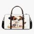 Cute cartoon puppy with big eyes sits on the ground 3d travel bag