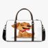 Cute cartoon puppy with red collar sitting 3d travel bag