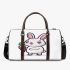 Cute cartoon rabbit holding a carrot in a simple 3d travel bag