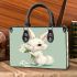Cute cartoon rabbit holding daisies small handbag