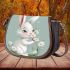 Cute cartoon rabbit holding daisies saddle bag