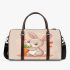 Cute cartoon rabbit is playing with an orange carrot 3d travel bag