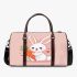 Cute cartoon rabbit is playing with an orange carrot 3d travel bag