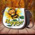 Cute cartoon style bee holding a sunflower 3d saddle bag