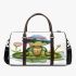 Cute cartoon turtle sitting on a lily pad 3d travel bag