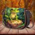 Cute cartoon watercolor frog with big eyes saddle bag