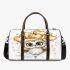 Cute chibi owl with gold heart shaped balloons 3d travel bag