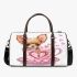 Cute chihuahua puppy inside a pink teacup with candy hearts 3d travel bag