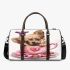 Cute chihuahua puppy inside a pink teacup with valentine candy 3d travel bag