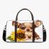 Cute chihuahua puppy with big eyes sitting next to a sunflower 3d travel bag
