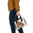 Cute colorful frog with flowers shoulder handbag