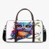 Cute colorful owl with big eyes sitting on a tree branch 3d travel bag