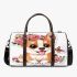 Cute corgi puppy with pink roses and a butterfly 3d travel bag