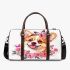 Cute corgi puppy with pink roses and butterflies 3d travel bag