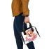 Cute corgi puppy with pink roses and butterflies shoulder handbag