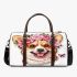 Cute corgi puppy with pink roses and butterflies 3d travel bag