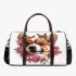 Cute corgi puppy with pink roses and butterflies 3d travel bag