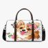 Cute corgi puppy with pink roses in her hair and butterflies 3d travel bag