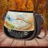 Cute damselfly and music notes with harp Saddle Bag