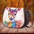 Cute deer colorful watercolor art style saddle bag