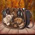 Cute dogs and cats with dream catcher drink coffee saddle bag