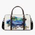 Cute frog cartoon style blue and green color 3d travel bag