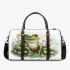 Cute frog sitting on the grass with flowers 3d travel bag