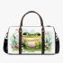 Cute frog sitting on the ground with flowers 3d travel bag