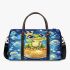 Cute frog wearing a crown sitting on a golden ball 3d travel bag