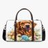 Cute golden retriever with easter eggs and white daisies 3d travel bag