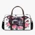 Cute grey staffordshire bull terrier with pink roses 3d travel bag