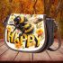 Cute happy bee with flowers on its wings 3d saddle bag