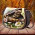 Cute happy smiling turtle with flowers saddle bag