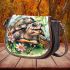 Cute happy smiling turtle with flowers saddle bag