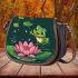 Cute kawaii frog standing on the edge saddle bag