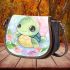 Cute kawaii turtle surrounded by bubbles saddle bag