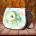 Cute kawaii turtle surrounded by bubbles saddle bag