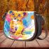 Cute lion cub in the style of abstract art on watercolor paper saddle bag