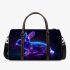 Cute neon blue and purple rabbit with glowing eyes 3d travel bag