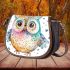 Cute owl clipart pastel watercolor style with glitter saddle bag