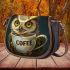 Cute owl holding a coffee cup saddle bag