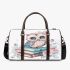 Cute owl sitting on books in the style of pastel colors 3d travel bag