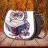 Cute owl teacher with a book and glasses saddle bag