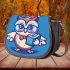 Cute owl teacher with glasses and a book in his hand saddle bag