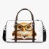 Cute owl wearing glasses reading books 3d travel bag