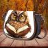 Cute owl wearing glasses reading books saddle bag