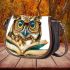 Cute owl wearing glasses reading books saddle bag