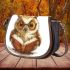 Cute owl wearing glasses reading books saddle bag