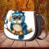 Cute owl wearing glasses saddle bag